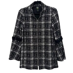 Pure Essence Full Zip Tweed Jacket Coat‎ Black/White Size Medium